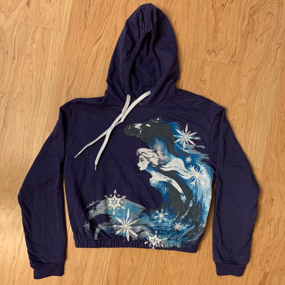 Disney Frozen II Blue with Elsa Print Cropped Top